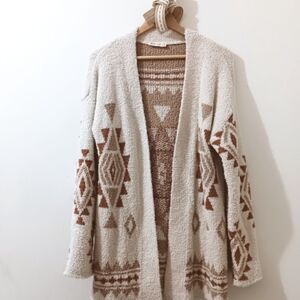 Pink Lily New In Aztec Southwestern Chenille Knit Cardigan Sweater